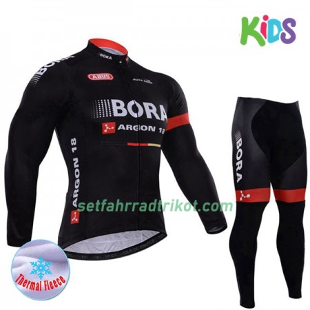 Radbekleidung Radtrikot Langarm + Lang Radhose 2017 Bora-Hansgrohe Kinder Winter Thermal Fleece N003